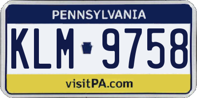 PA license plate KLM9758