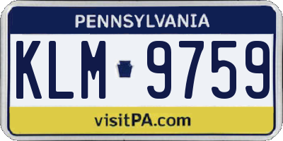 PA license plate KLM9759
