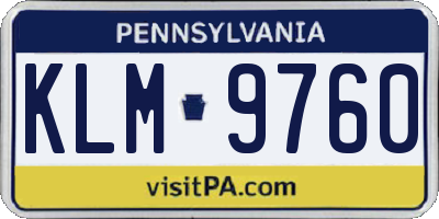 PA license plate KLM9760