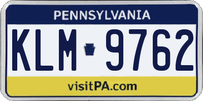 PA license plate KLM9762