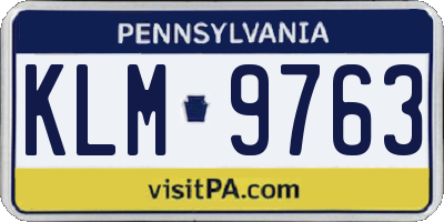 PA license plate KLM9763