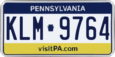 PA license plate KLM9764