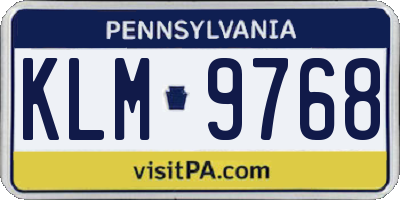 PA license plate KLM9768