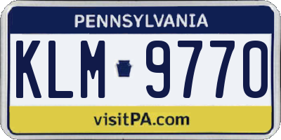 PA license plate KLM9770