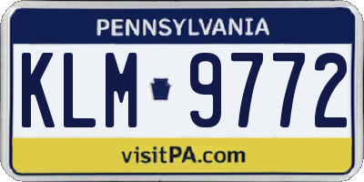 PA license plate KLM9772