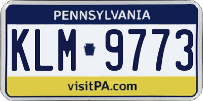 PA license plate KLM9773