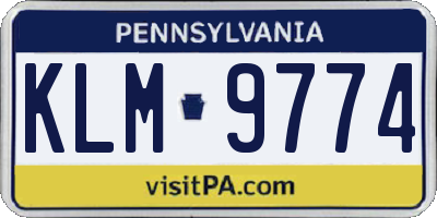 PA license plate KLM9774