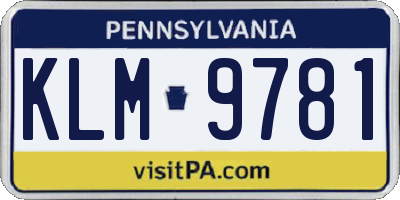 PA license plate KLM9781