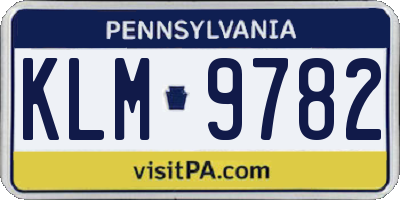 PA license plate KLM9782