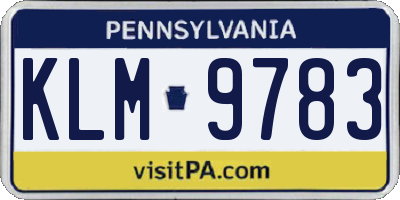 PA license plate KLM9783
