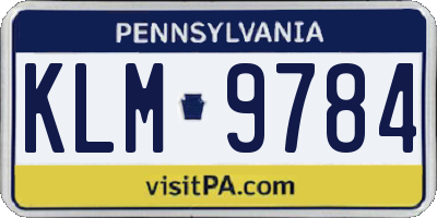 PA license plate KLM9784