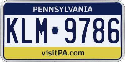 PA license plate KLM9786