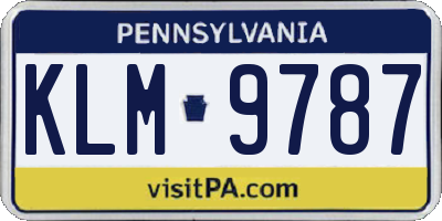 PA license plate KLM9787