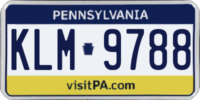 PA license plate KLM9788