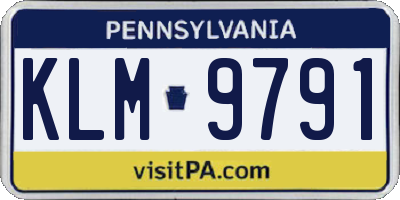 PA license plate KLM9791