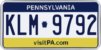 PA license plate KLM9792