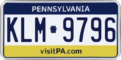 PA license plate KLM9796