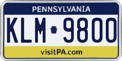 PA license plate KLM9800