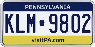 PA license plate KLM9802