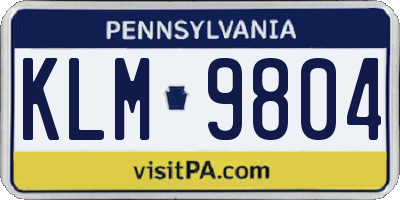 PA license plate KLM9804