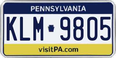 PA license plate KLM9805