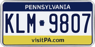 PA license plate KLM9807