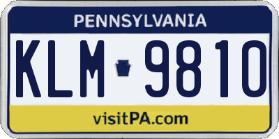 PA license plate KLM9810