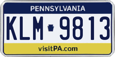 PA license plate KLM9813