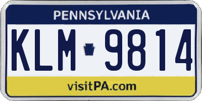 PA license plate KLM9814