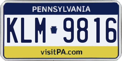 PA license plate KLM9816