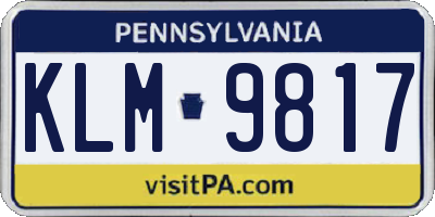 PA license plate KLM9817