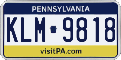 PA license plate KLM9818