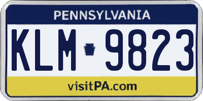 PA license plate KLM9823