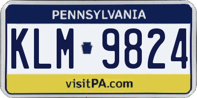 PA license plate KLM9824