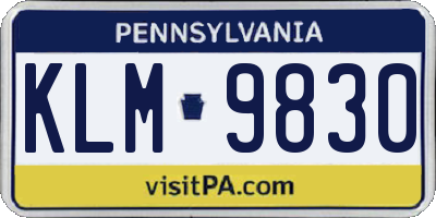 PA license plate KLM9830