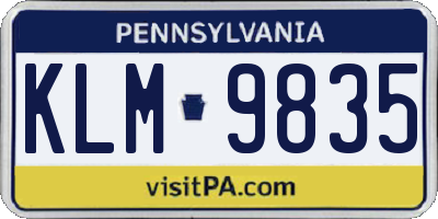 PA license plate KLM9835