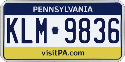 PA license plate KLM9836