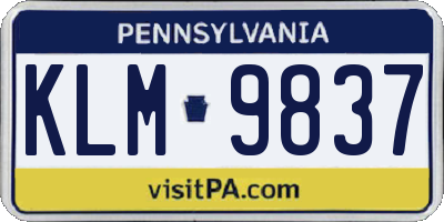 PA license plate KLM9837