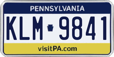 PA license plate KLM9841