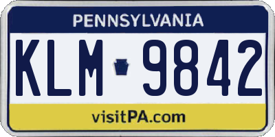 PA license plate KLM9842