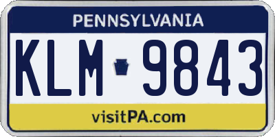 PA license plate KLM9843