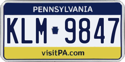 PA license plate KLM9847