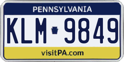 PA license plate KLM9849