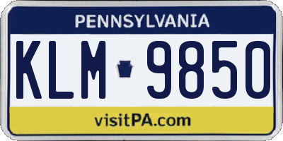 PA license plate KLM9850