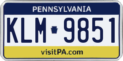 PA license plate KLM9851