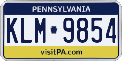 PA license plate KLM9854