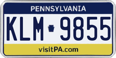 PA license plate KLM9855