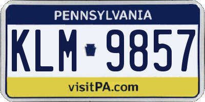 PA license plate KLM9857