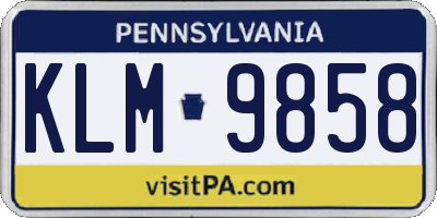 PA license plate KLM9858