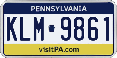 PA license plate KLM9861
